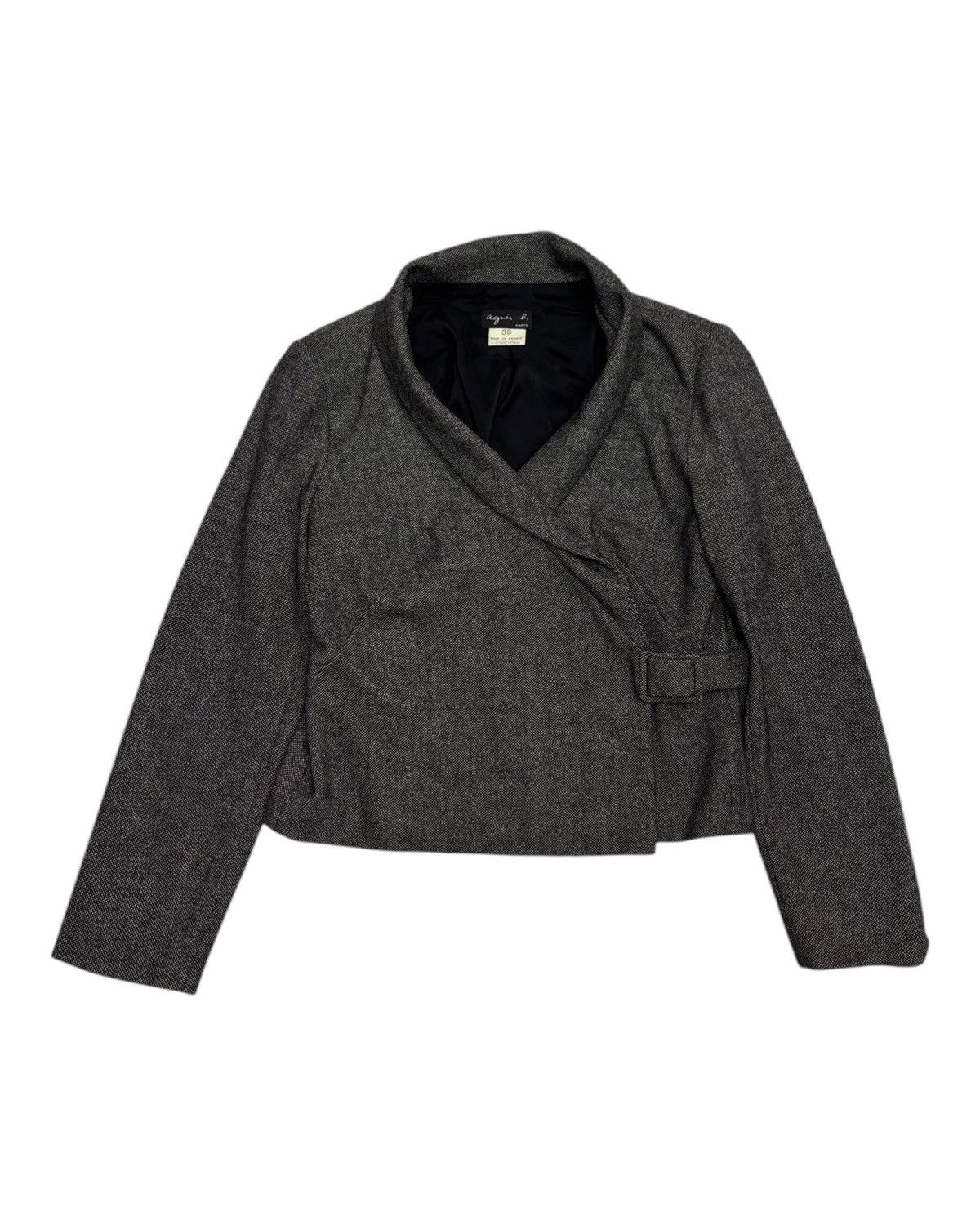 agnes b. 🔥AGNES B WOOL LAINE GREY SHAWL COLLAR CROP JACKET Size S / US 4 / IT 40 - 15 Thumbnail