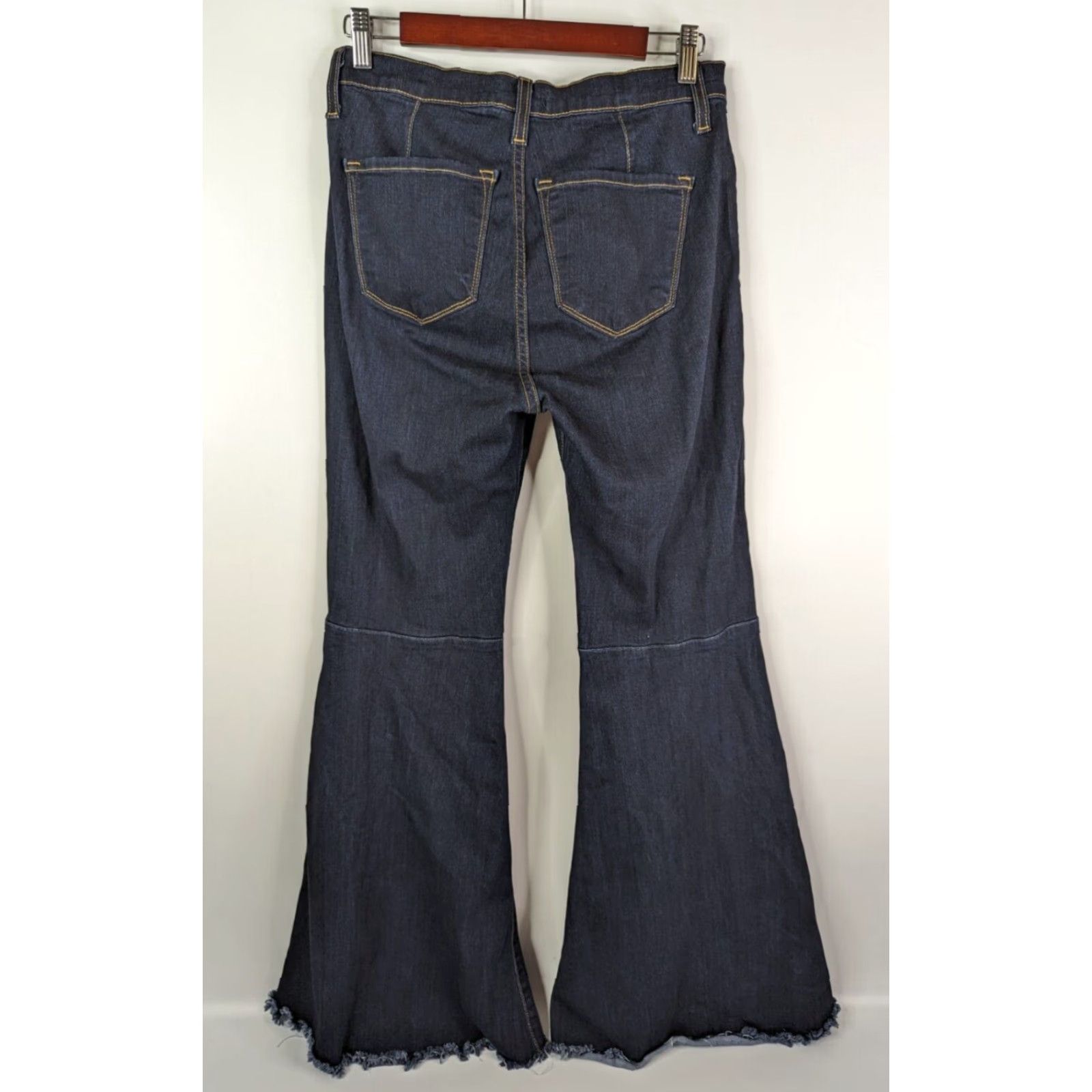 Vintage Judy Blue High Waist Super Flare Jeans 30 Blue Denim Cotton Blend Dark Wash Regular Womens Jeans Trend 90s Style- Flared USA 8396 Size 30" / US 8 / IT 44 - 5 Thumbnail