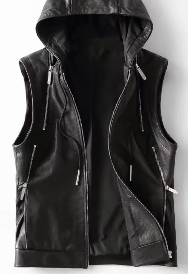 Faux Leather Hooded Vest - Tactical Streetwear