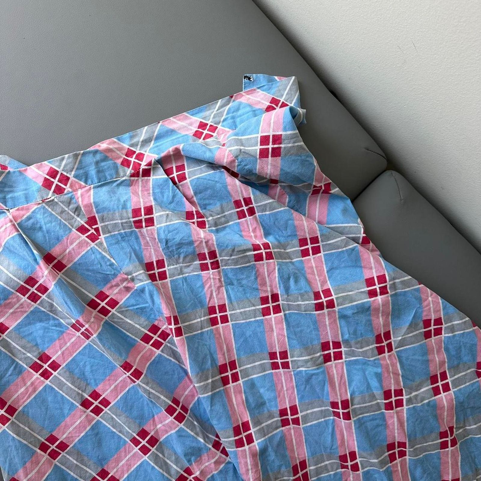 Vintage Vintage 60s 70s Hand Made Plaid Checkered Long A-Line Skirt Size 23" - 4 Thumbnail