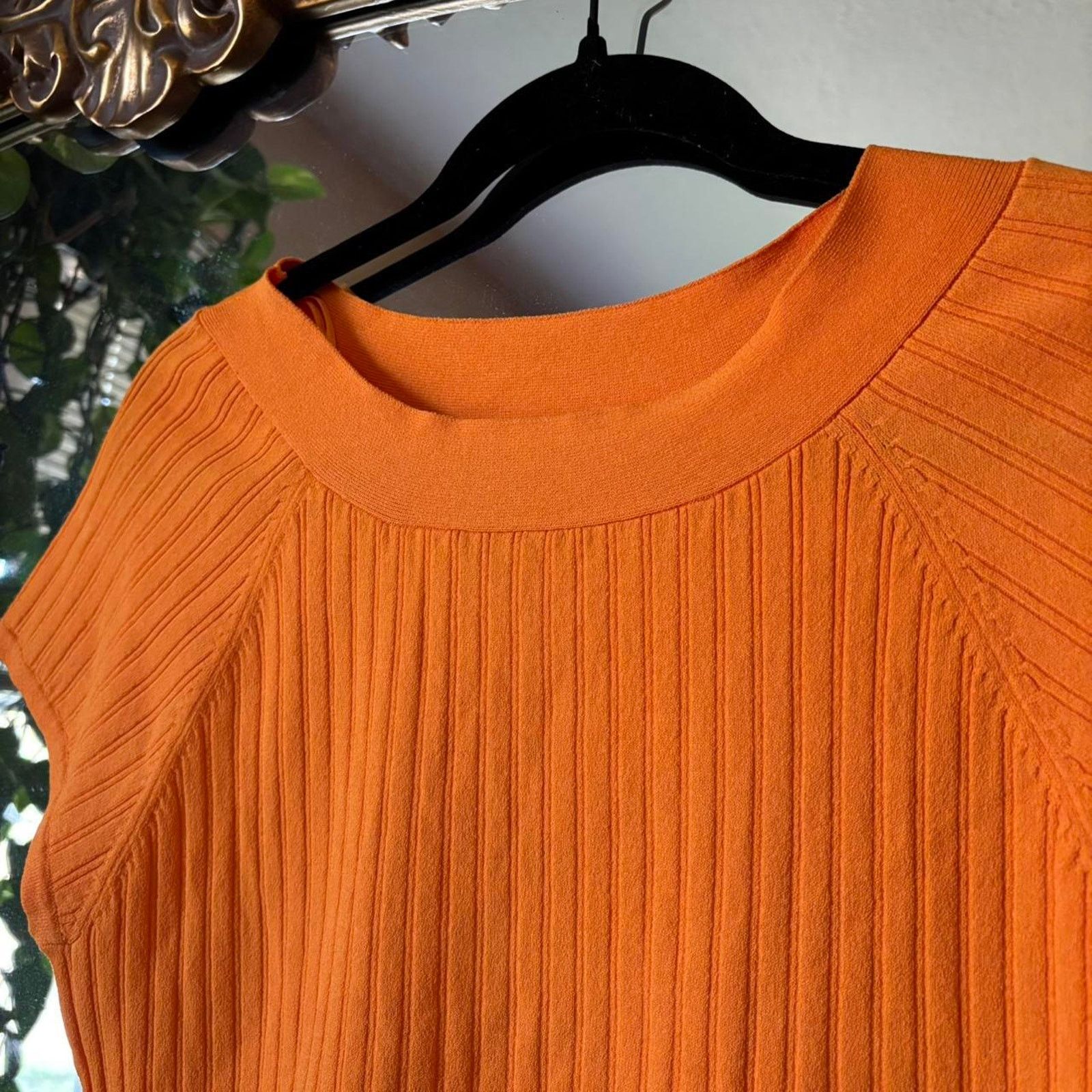 Evan Picone Vintage Evan-Picone Orange Ribbed Top XL Rayon Y2K 00s Size XL / US 12-14 / IT 48-50 - 6 Thumbnail