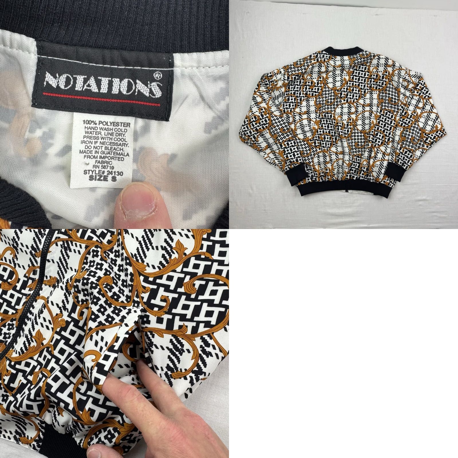 Vintage Vintage Notations Satin Jacket Womens Small All Over Print Full Zip Classic 80s Size S / US 4 / IT 40 - 8 Thumbnail