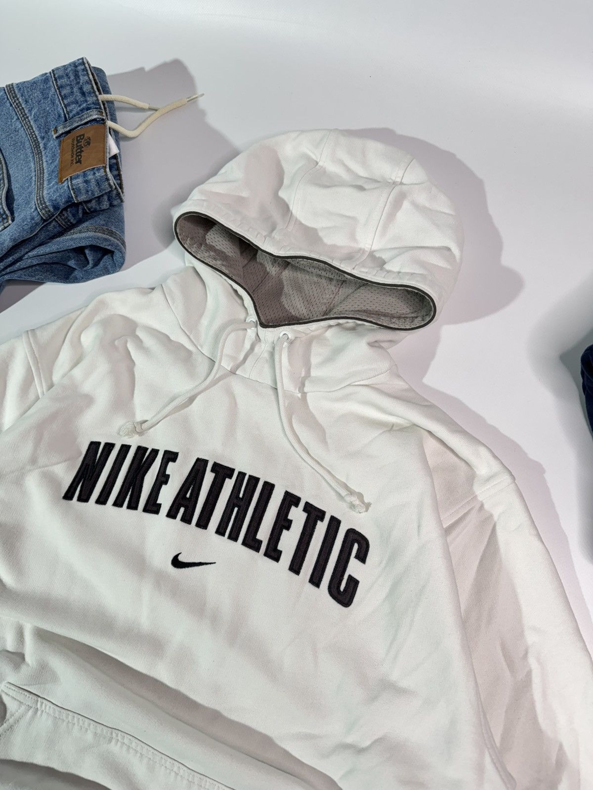 Nike Vintage Nike Athletic white hoodie spellout logo boxy 90s Size US XL / EU 56 / 4 - 2 Thumbnail