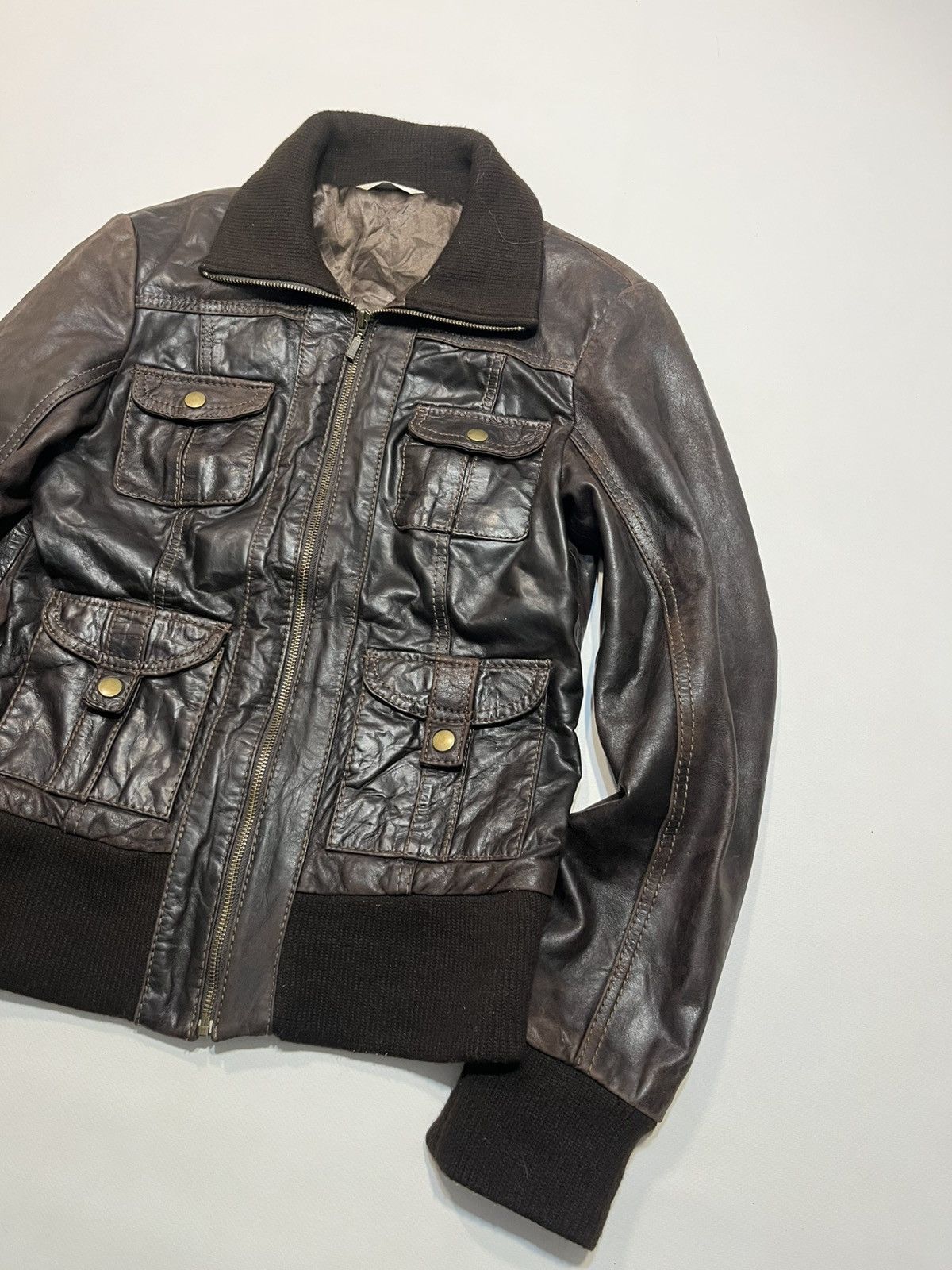 If Six Was Nine Vintage Brown Leather Jacket 2000s Style Size M / US 6-8 / IT 42-44 - 2 Thumbnail