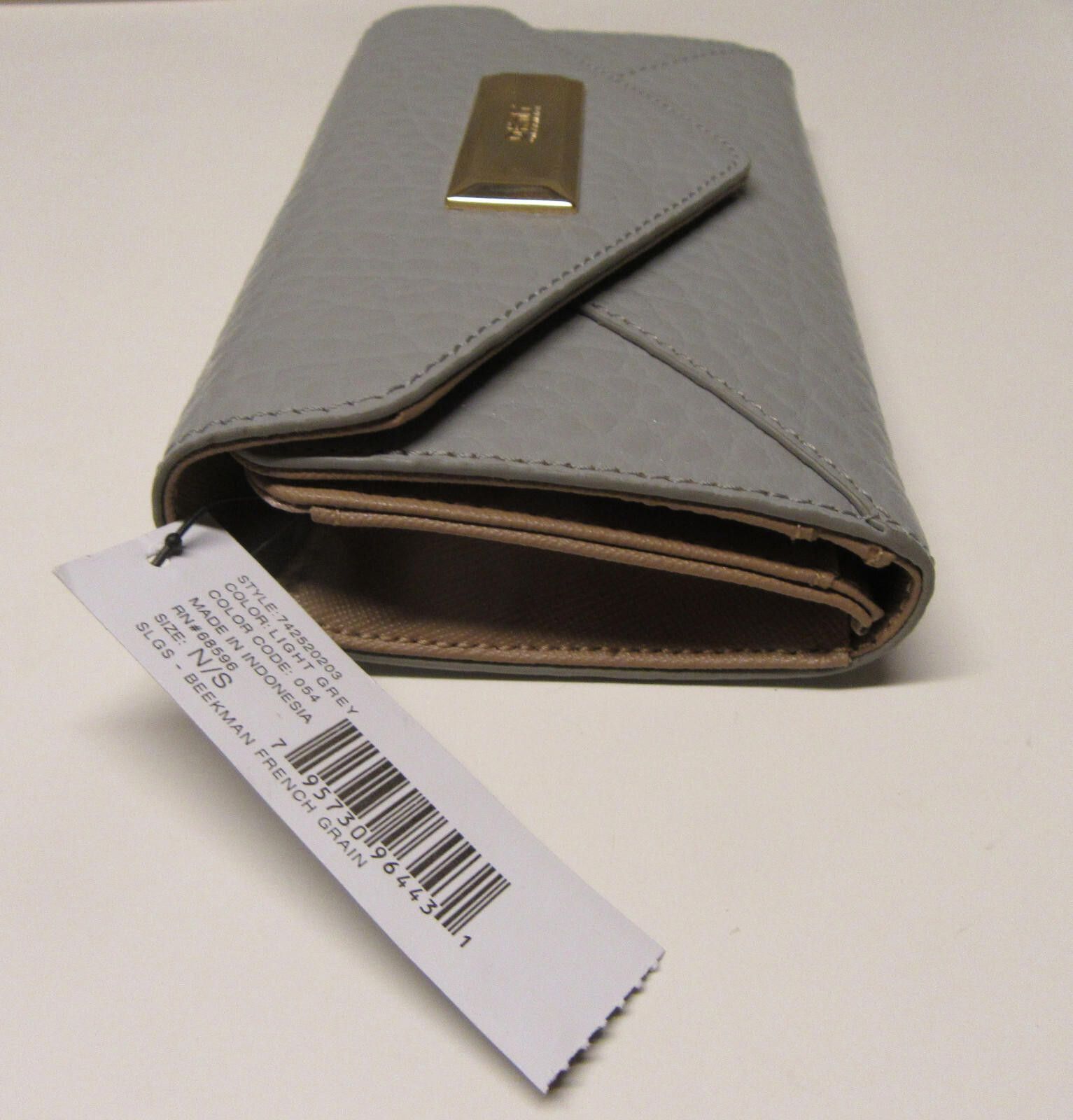 DKNY DKNY Beekman French Grain Leather Trifold Wallet Light Grey Size ONE SIZE - 5 Thumbnail