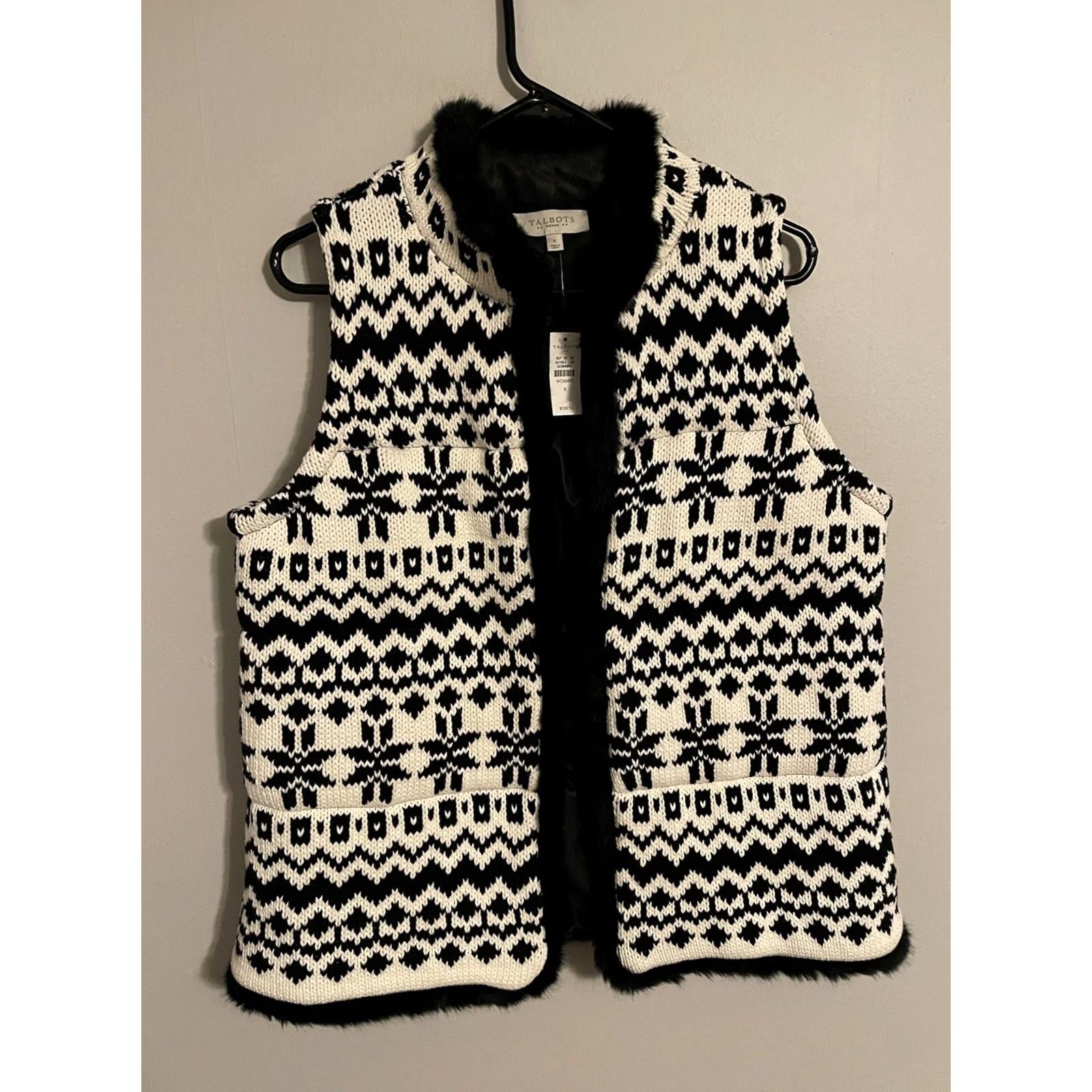 Talbots Talbots Woman Nordic Fair Isle Sweater Vest Faux Fur Trim Ladies Plus 0X Multicolor Size XL / US 12-14 / IT 48-50 - 2 Thumbnail