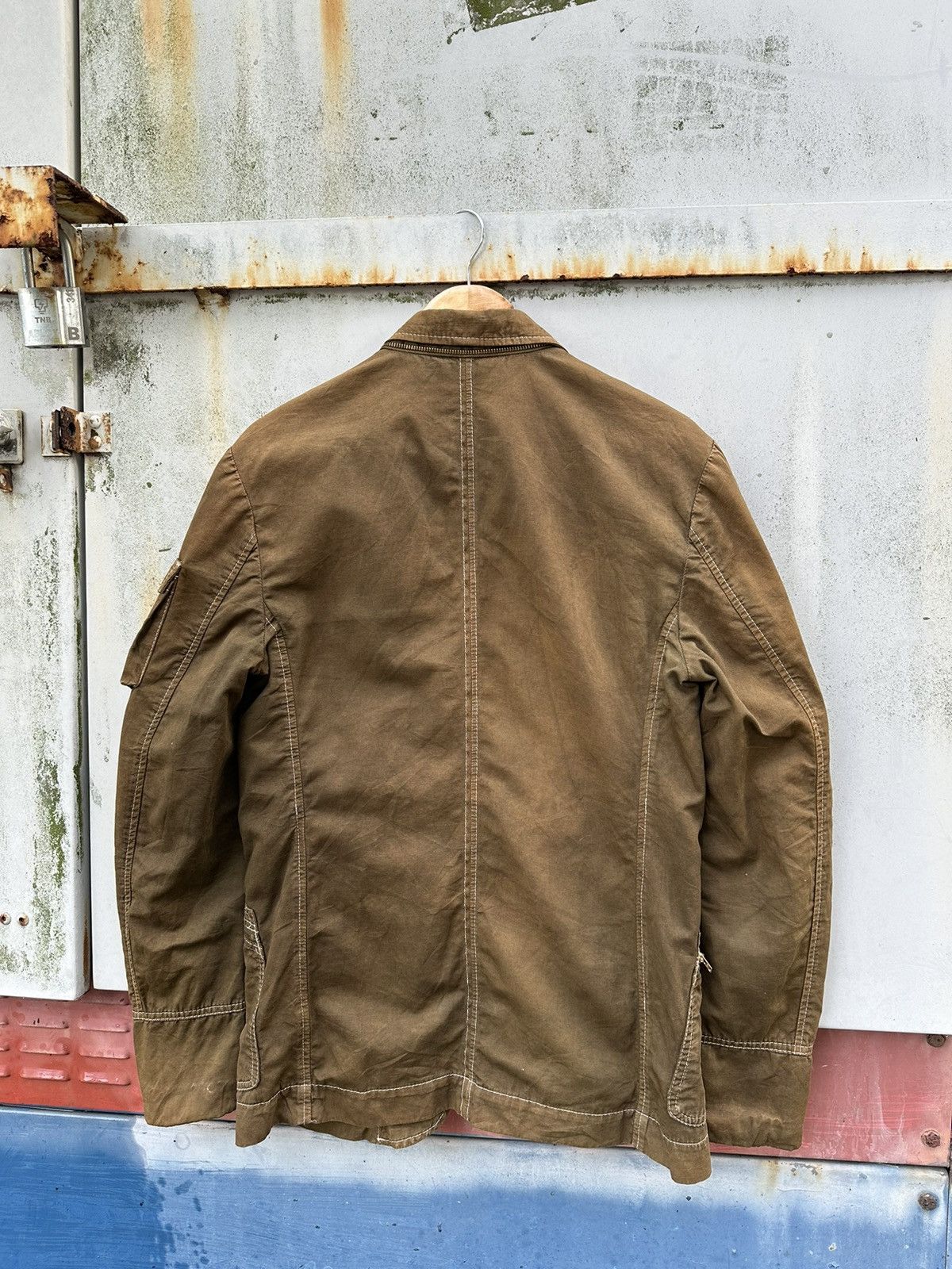 Diesel 👹Vintage THRASHED Faded Diesel Brown Utility Jacket Size US L / EU 52-54 / 3 - 8 Thumbnail