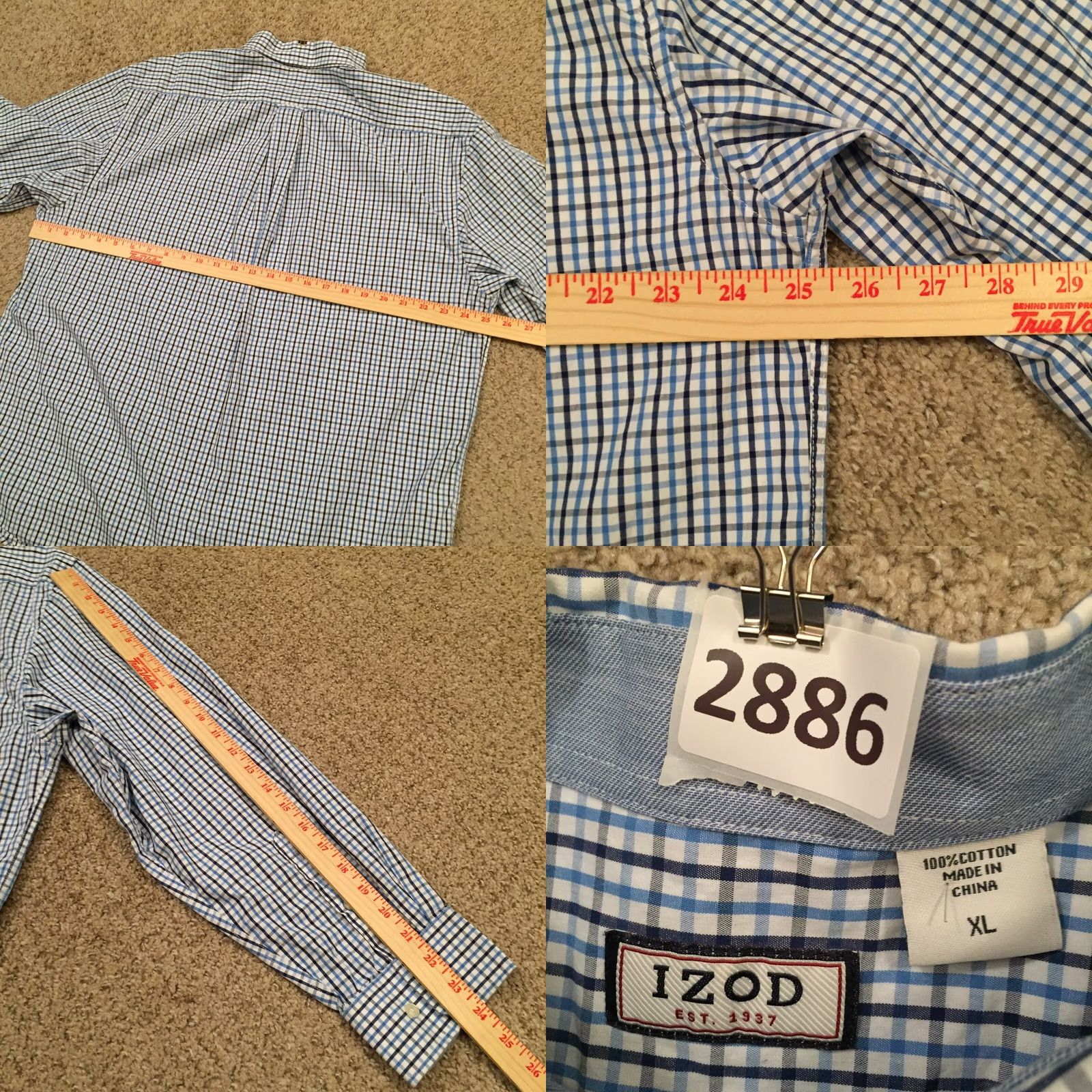 Izod IZOD Shirt Mens XL Blue Plaid Long Sleeve Button Up Size US XL / EU 56 / 4 - 8 Thumbnail