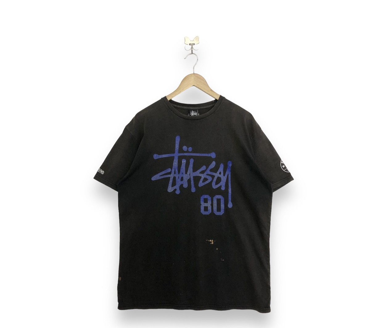 Stussy Disstress Stussy 80 Sunfaded Spellout Tshirt Size US XL / EU 56 / 4 - 1 Thumbnail
