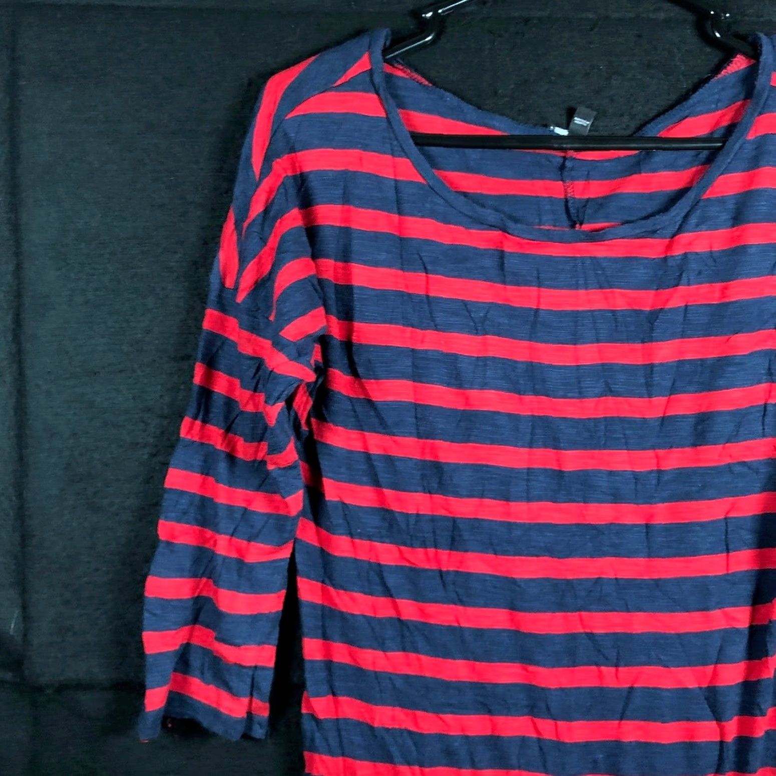 Express Express Womens Sweater Dress Striped Red Blue Scoop Neck Midi Knit Long Sleeve M Regular Cotton Modal Size M / US 6-8 / IT 42-44 - 3 Thumbnail