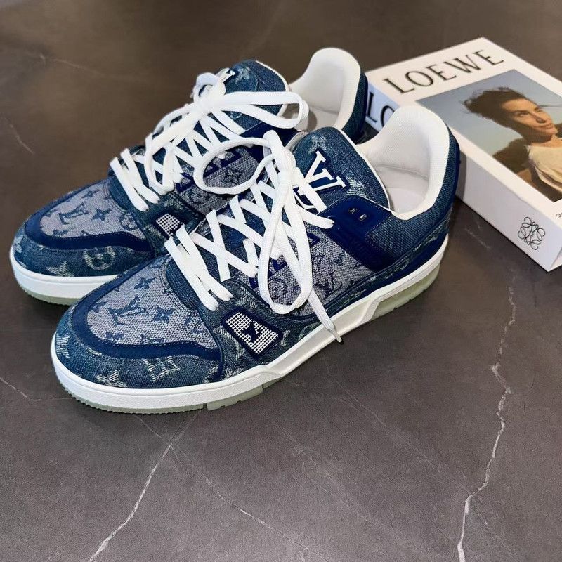 Louis Vuitton Louis Vuitton Blue Denim Low-Top Trainers 0079 Size US 8 / EU 41 - 1 Thumbnail