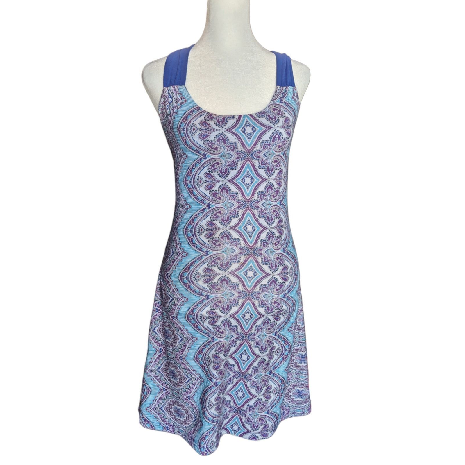 Prana prAna Pheobe Purple Geometric Built in Bra Dress X-Small Size XS / US 0-2 / IT 36-38 - 1 Thumbnail