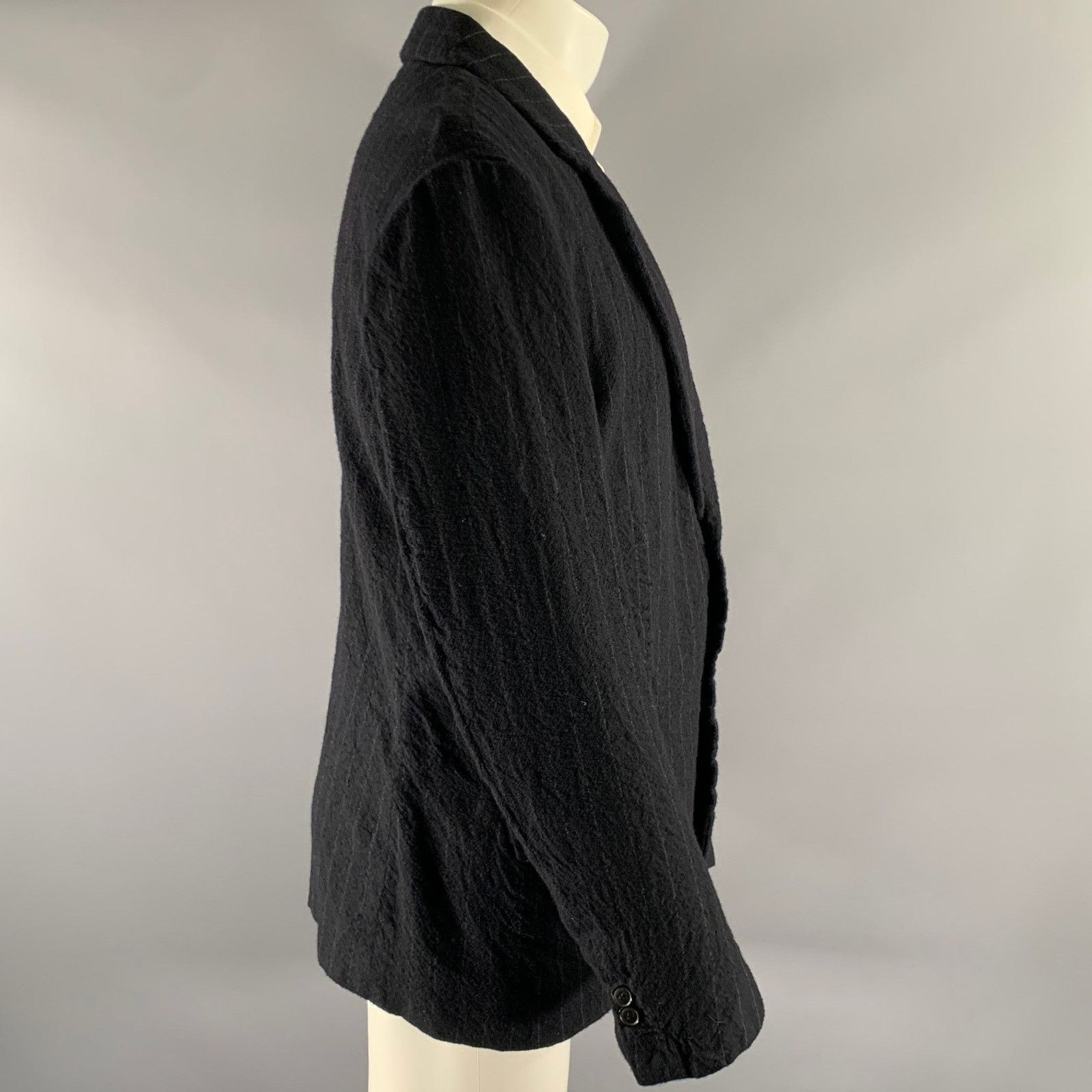 08sircus 08SIRCUS Navy Chalkstripe Textured Wool Notch Sport Coat Size 42R - 3 Thumbnail
