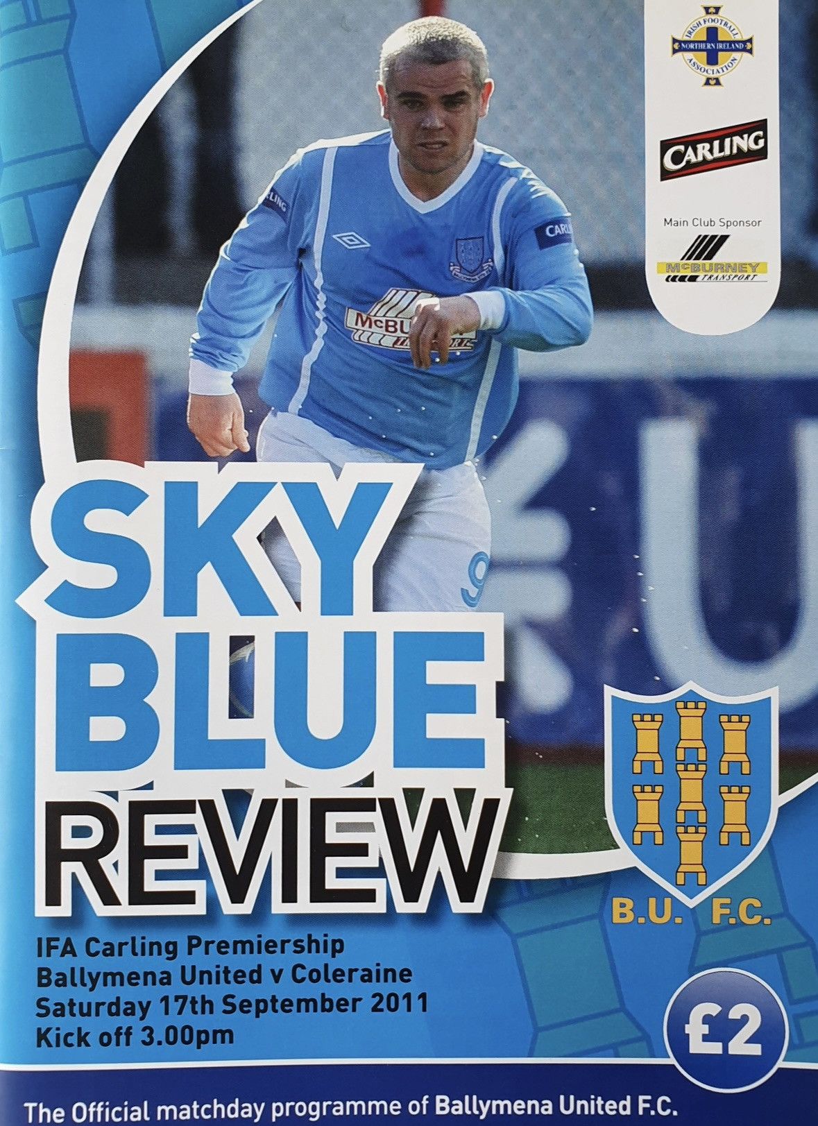 Umbro × Vintage 2011 2012 Ballymena United Ireland Match Issue Soccer Jersey Size US XL / EU 56 / 4 - 2 Thumbnail