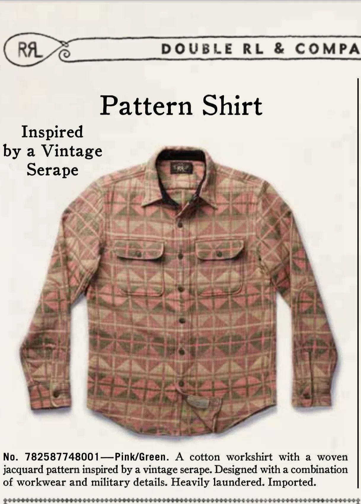 RRL Ralph Lauren 2016 RRL Southwestern Workshirt Size US XL / EU 56 / 4 - 1 Thumbnail