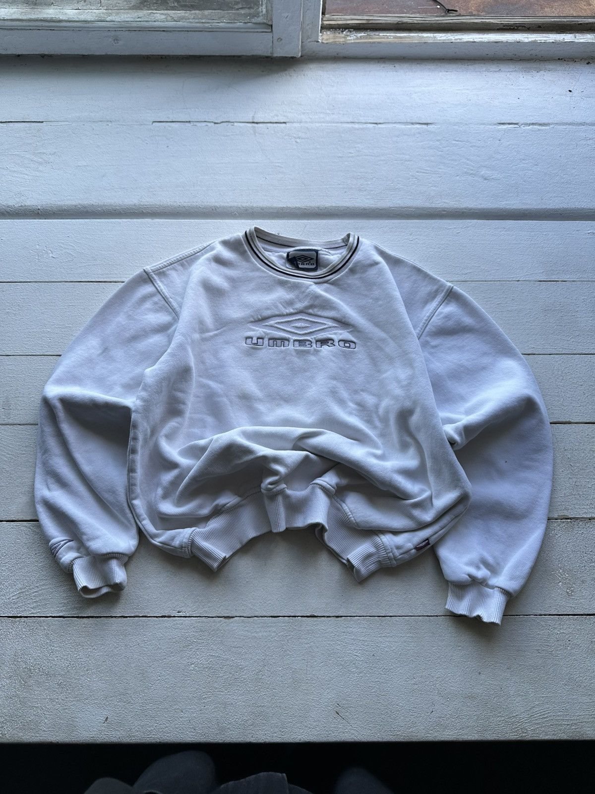 🚨90s UMBRO Big Logo WHITE Oversized Sweatshirt y2k rare