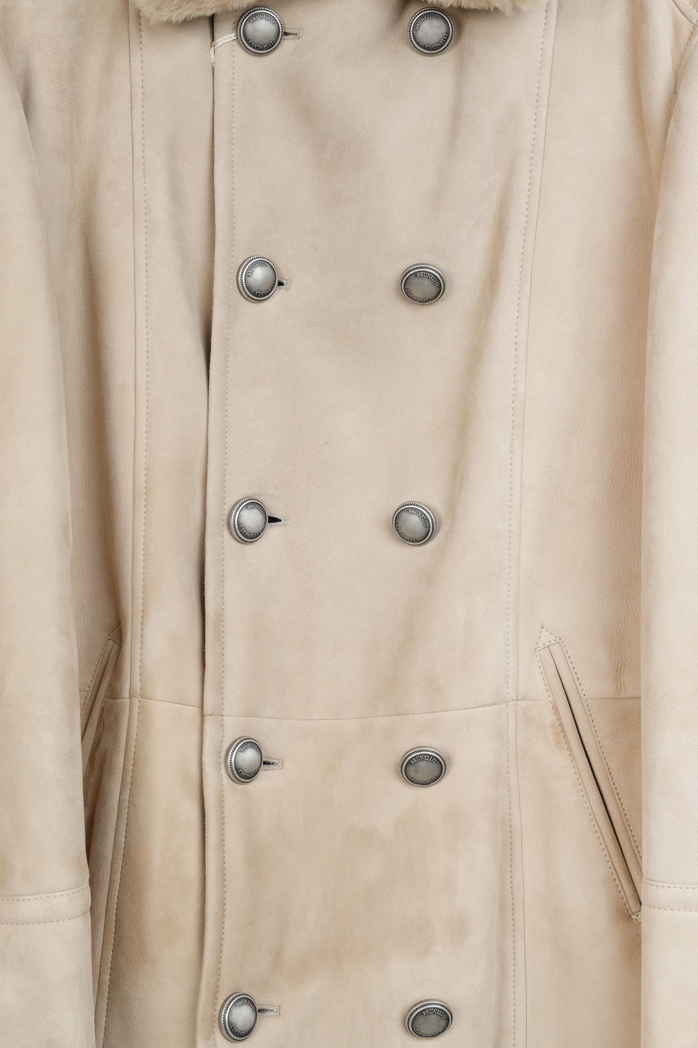 Brunello Cucinelli Brunello Cucinelli Beige Sharpa Sheepskin Fur Peacoat Size US M / EU 48-50 / 2 - 13 Thumbnail