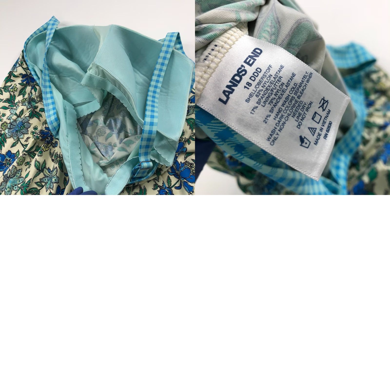 Lands' End Lands' End Tankini Top Swim Blue Padded Wireless Floral All Over Print DDD 18 Women's Size XXL / US 16-18 / IT 52-54 - 8 Thumbnail