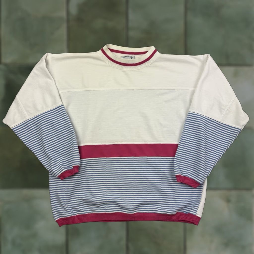 Vintage VINTAGE Greenline International Sweatshirt Womens Medium White Striped 80s Activewear Size M / US 6-8 / IT 42-44 - 1 Thumbnail