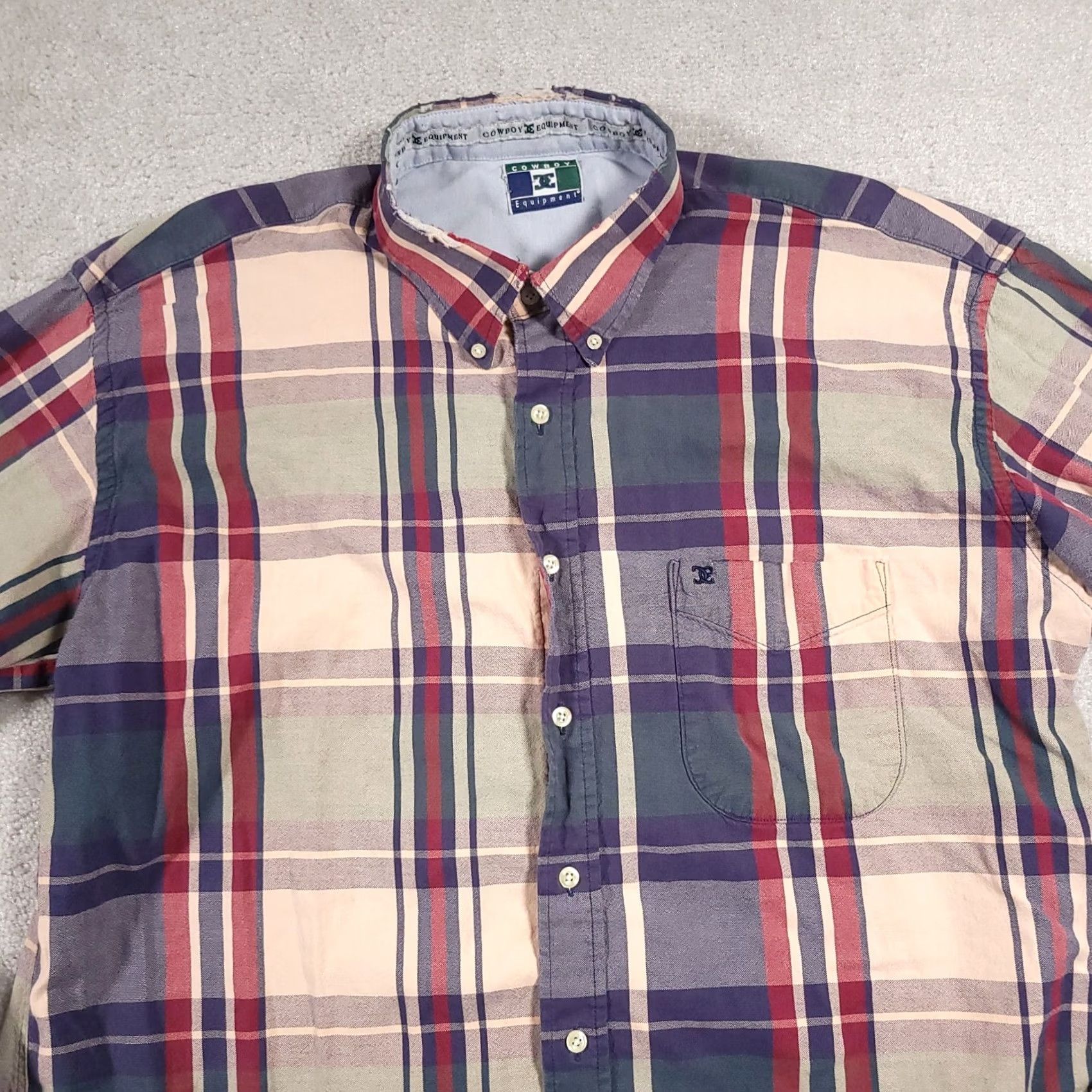 Equipment VINTAGE Cowboy Equipment Shirt Large Plaid Long Sleeve Button Down Pocket Mens Size US L / EU 52-54 / 3 - 3 Thumbnail