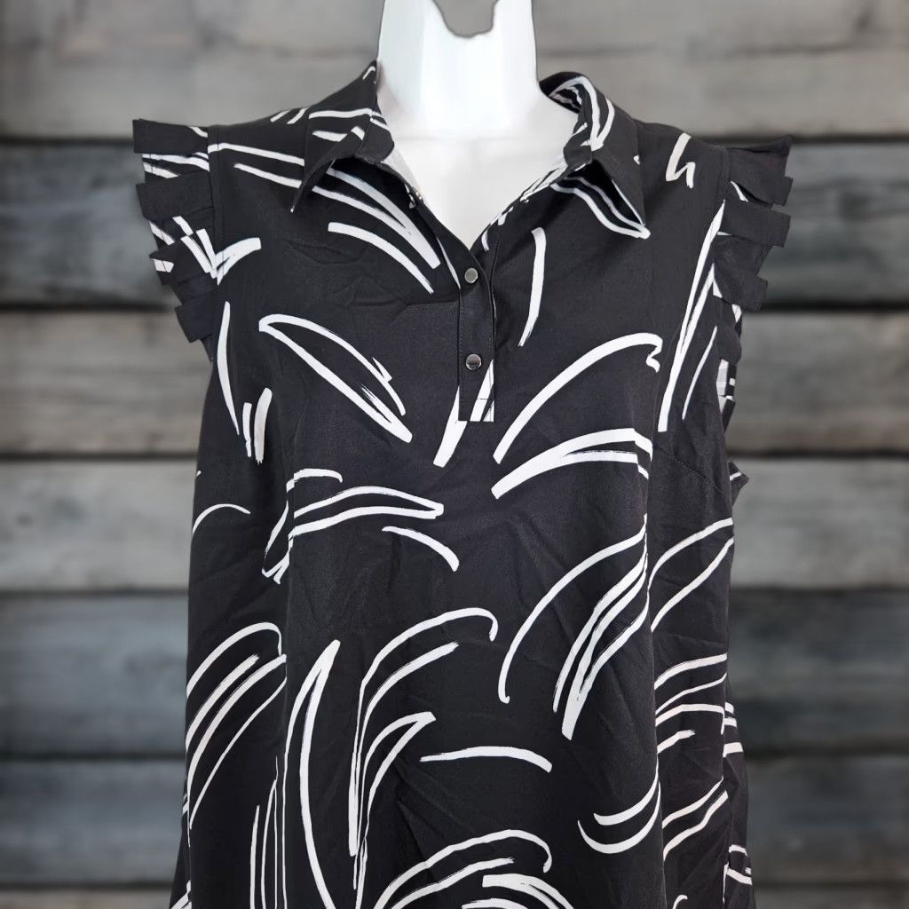 Vintage Chicos Womens Top Sz 14 Black Pleated Cap Sleeve Size XL / US 12-14 / IT 48-50 - 1 Thumbnail