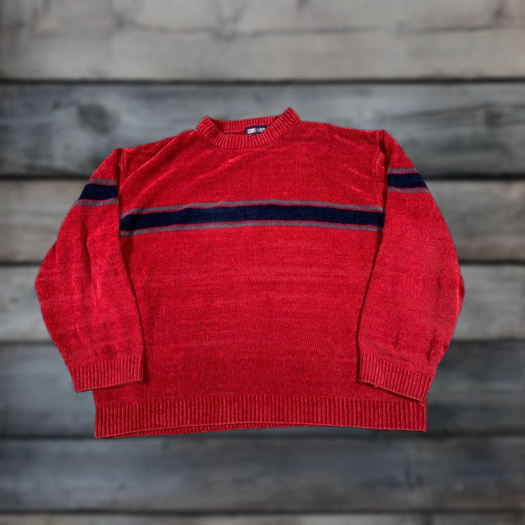 Faded Glory VTG Y2K Style Plush Sweater Adult XL Red Black Striped Crewneck Pullover Men’s Faded Glory Knit Sweatshirt 90s Skater Punk 00s Casual Mens Size US XL / EU 56 / 4 - 1 Thumbnail