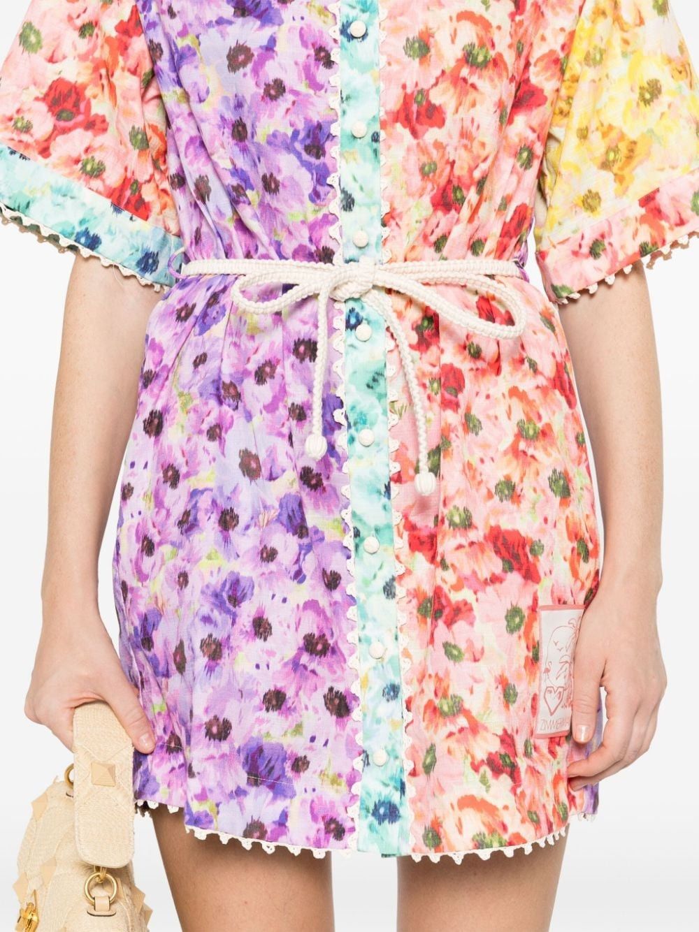 Zimmermann oc11z0525 Floral Print Shirt Mini Dress in Multicolor Size L / US 10 / IT 46 - 5 Thumbnail