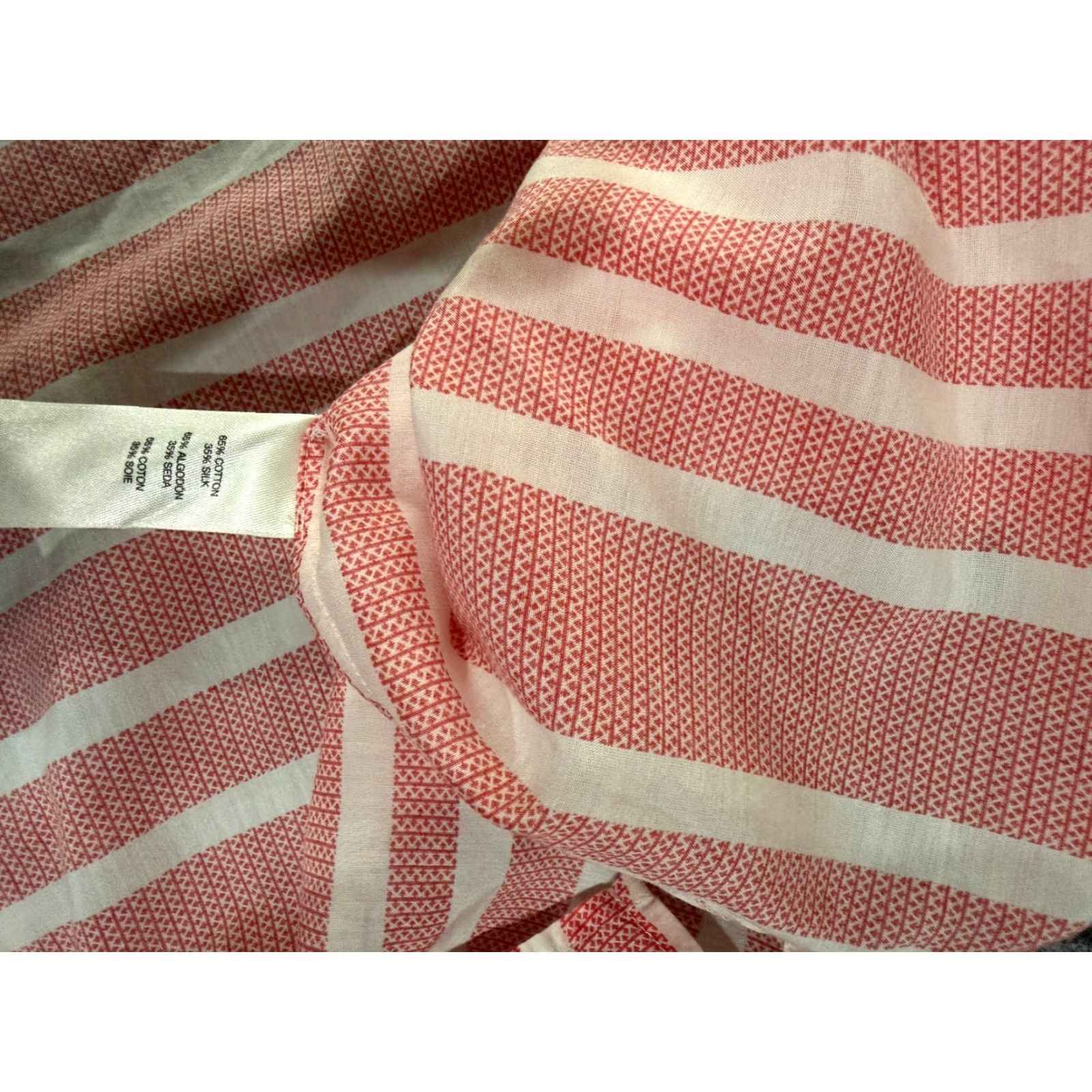 Vintage Chicos Blouse Shirt Womens 3 Red White Striped Long Sleeve Button Up Casual Silk Cotton Regular Size XS / US 0-2 / IT 36-38 - 5 Thumbnail
