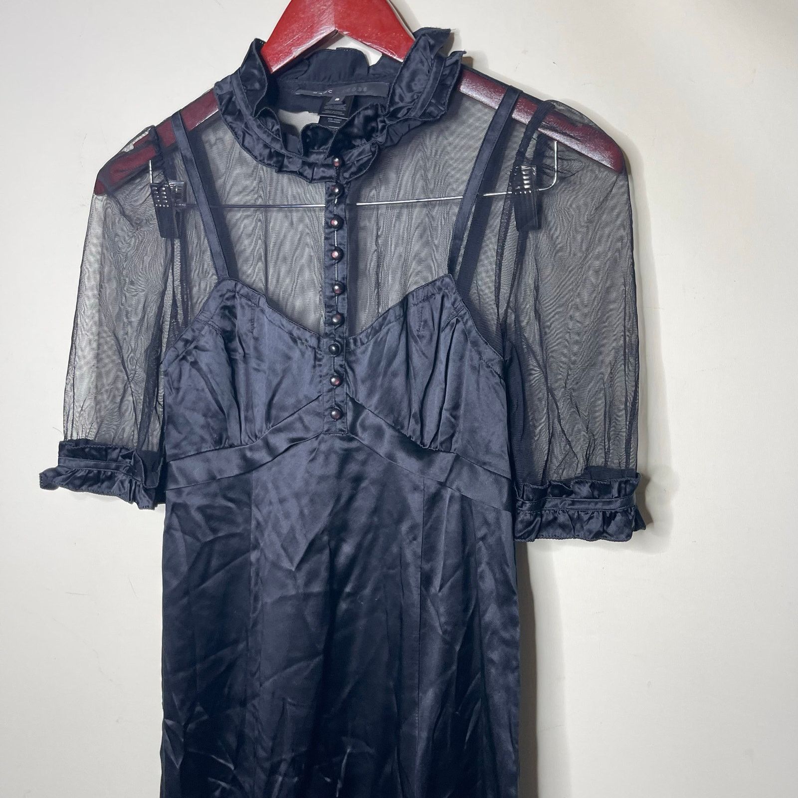 Marc Jacobs Marc Jacobs 100% Silk Black Mesh Neck Mini Dress sz 2 Size XS / US 0-2 / IT 36-38 - 12 Thumbnail