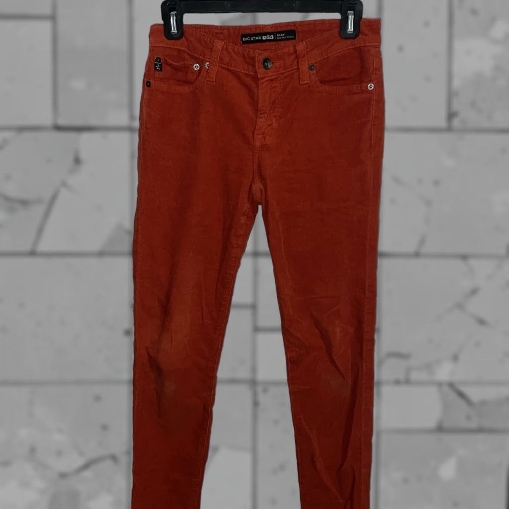 Vintage BIG STAR Pants Womens 27 Orange Corduroy Skinny Mid Rise 1974 Star Chino Size 27" / US 4 / IT 40 - 1 Thumbnail