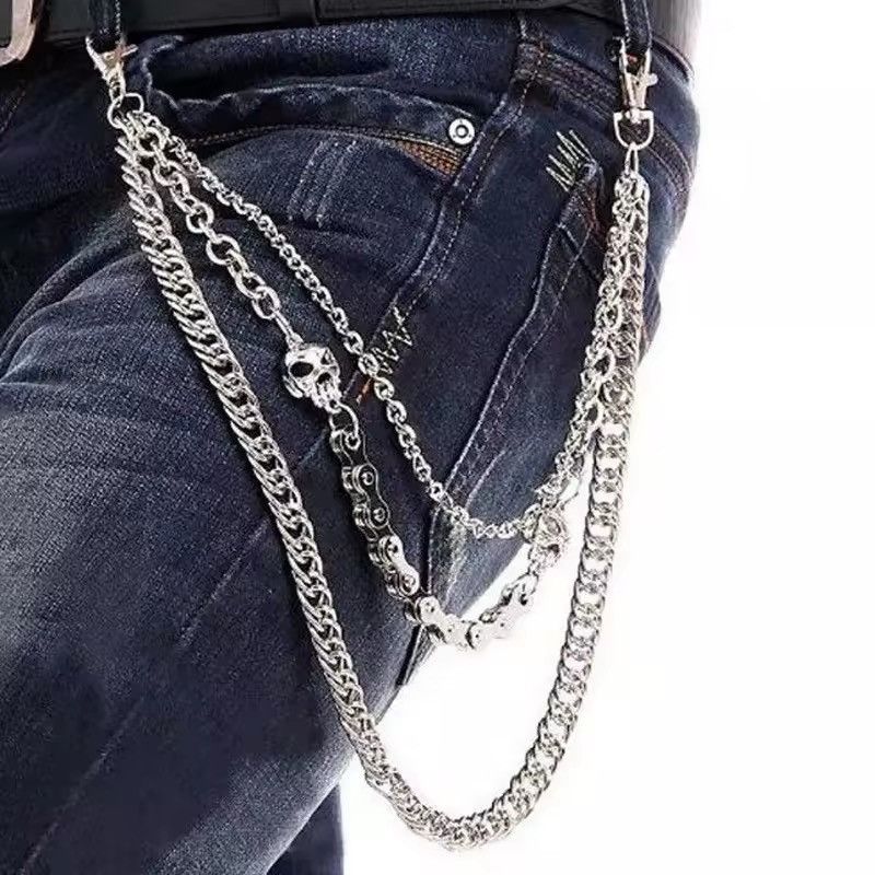 Jewelry Pocket Chain Skull Punk Rock Gothic Silver Wallet Chrome Size ONE SIZE - 1 Thumbnail