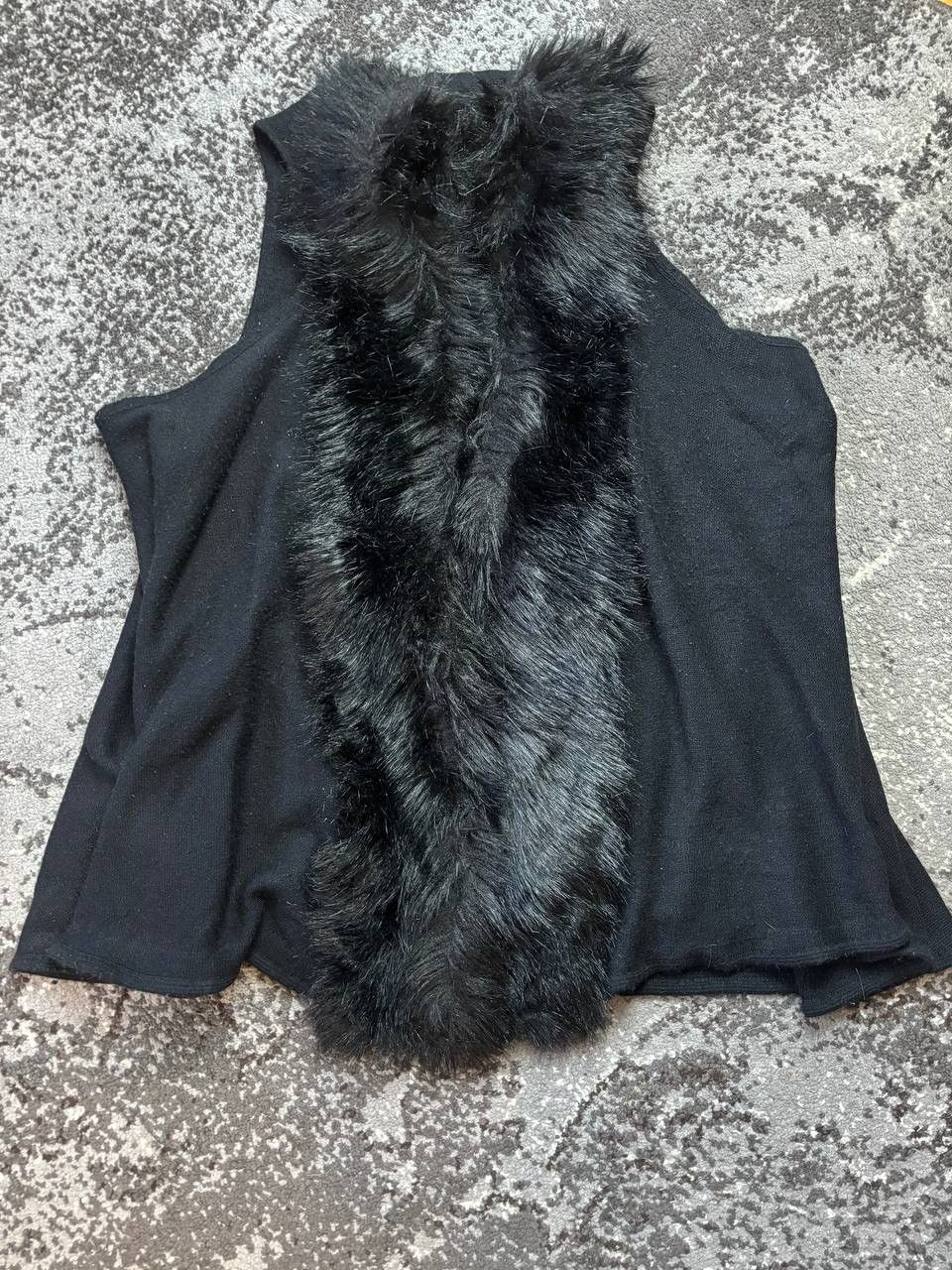 Pre-owned Avant Garde X If Six Was Nine Y2k Style Long Fur Collar Motorcycle Asymmetrical Ve In Black