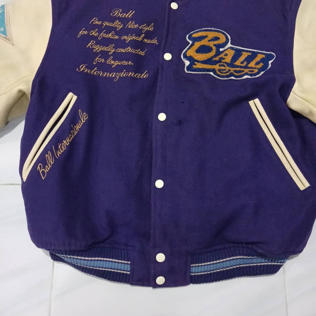 Leather 80s BALL Leather Sleeve Varsity Jacket Button Size US M / EU 48-50 / 2 - 11 Thumbnail