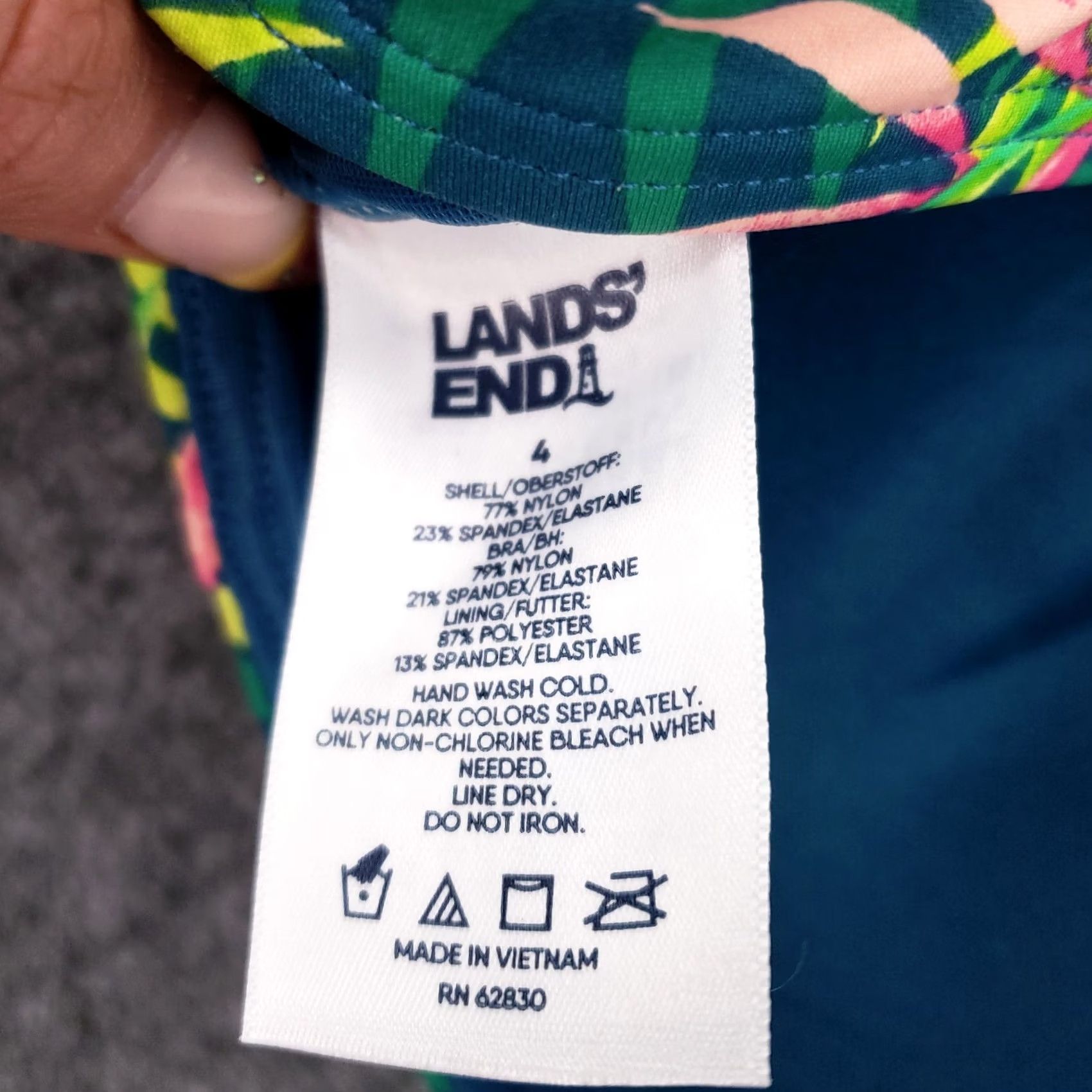 Lands' End Lands' End Bikini Top Women Green Underwired Spaghetti Strap Floral Palm Hawaiian Swimsuit 4 XS? Size S / US 4 / IT 40 - 6 Thumbnail