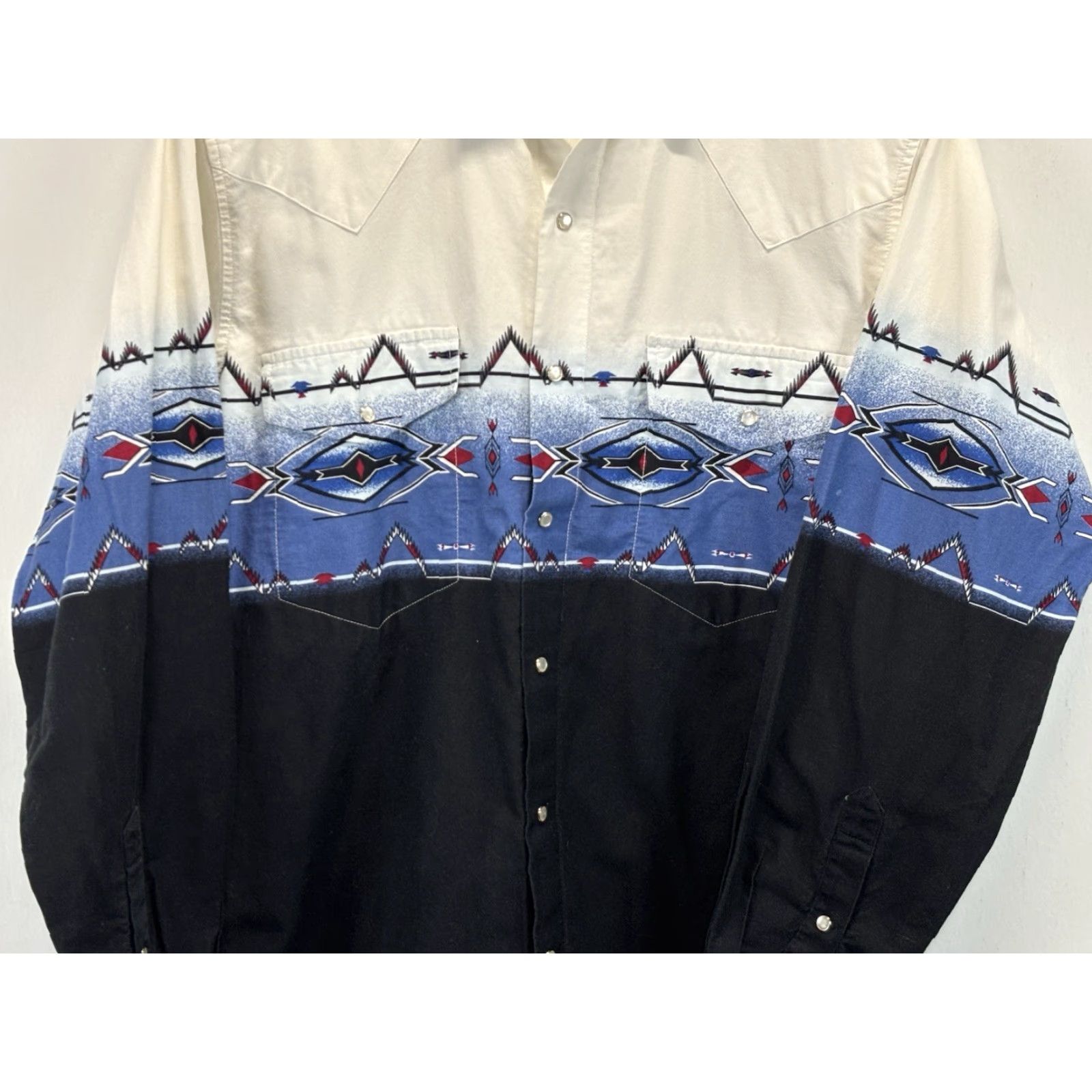 YOKE VINTAGE Cumberland Outfitters Pearl Snap Shirt Men’s Large Western Yoke Aztec Black White Mens L Shirt Size US L / EU 52-54 / 3 - 3 Thumbnail