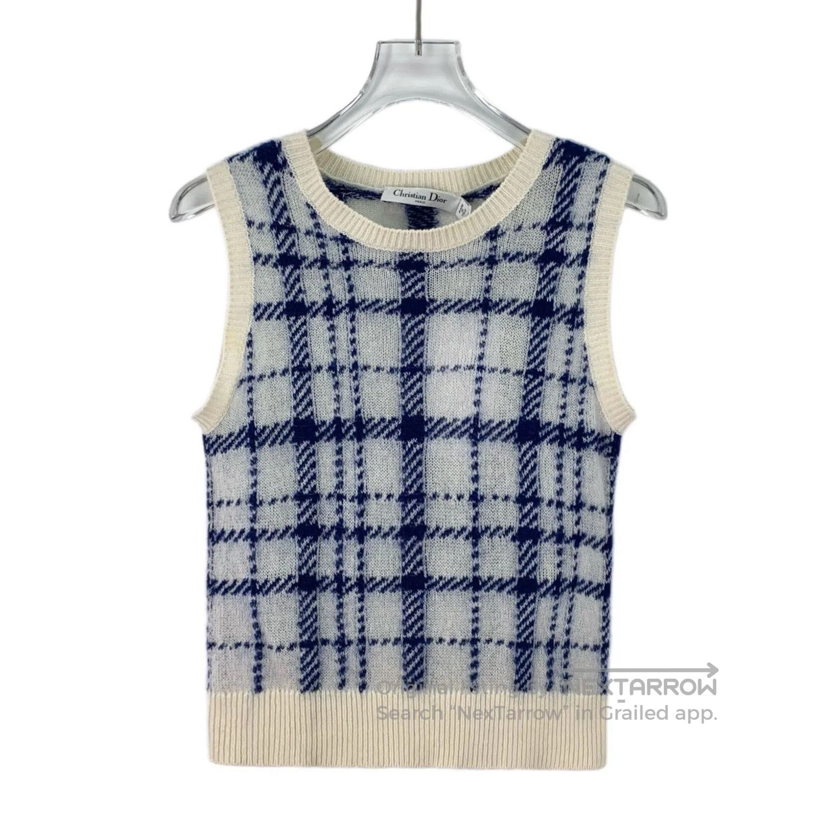Dior Dior Blue Plaid Wool Sleeveless Knit Vest. Size XXS / US 00 / IT 34 - 1 Thumbnail