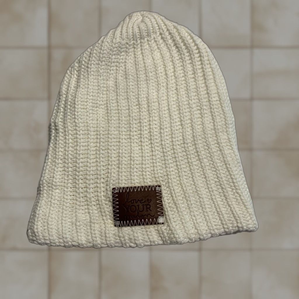 Vintage Love Your Melon Beanie White One Size Unisex Knit Winter Hat Adult Accents Embroidered Casual Travel Size ONE SIZE - 1 Thumbnail