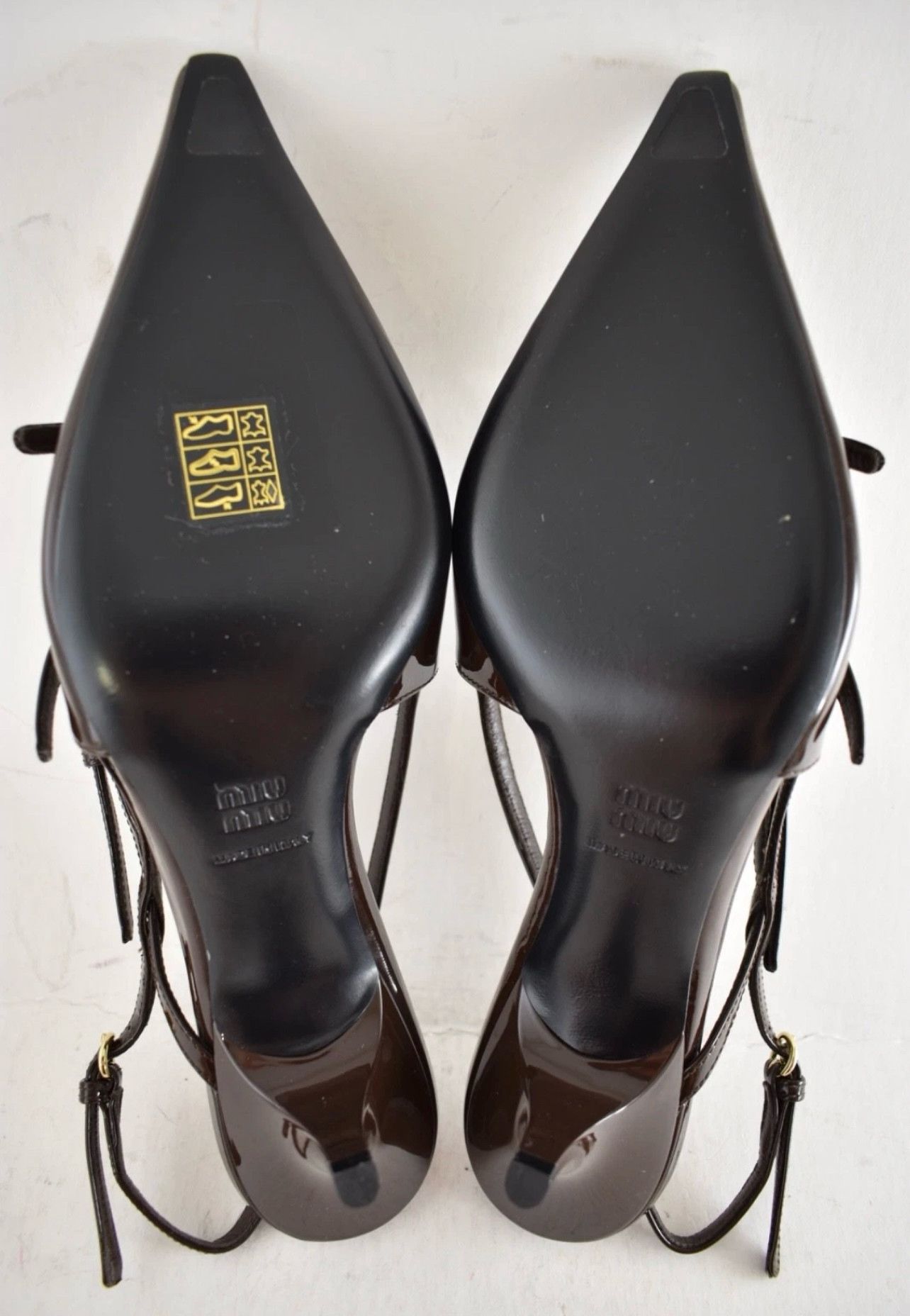 Miu Miu 55 Patent Buckle Trio Pointed Slingback Kitten Heel Pump 36 Size US 6 / IT 36 - 16 Thumbnail