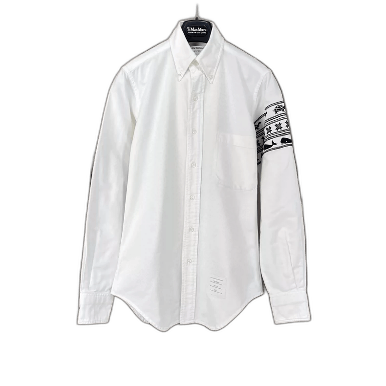 Thom Browne Thom Browne Embroidered Shirt with Whale Design Size US XXS / EU 40 - 1 Thumbnail