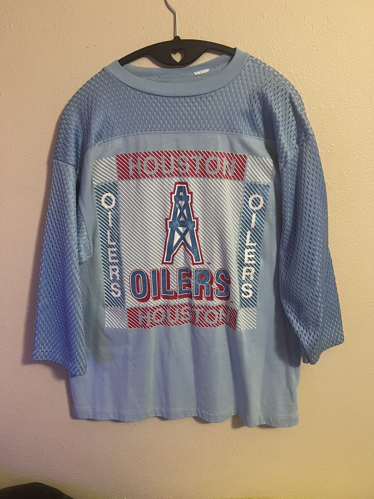 NFL Rare Vintage 1990s Houston Oilers mesh velvet jersey texas Size US L / EU 52-54 / 3 - 16 Thumbnail