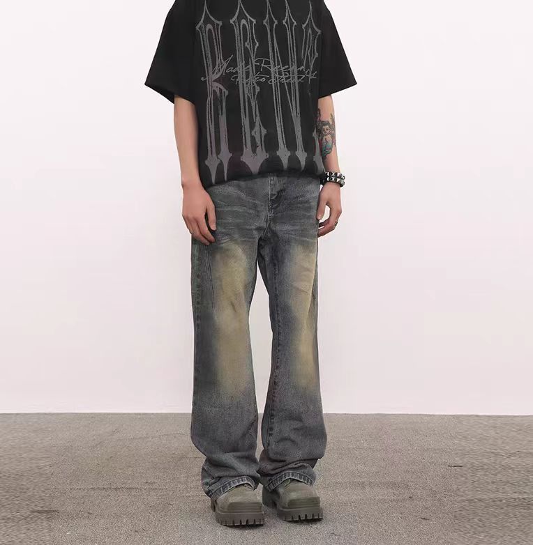 Japanese Brand × Jean Washed vintage wide leg baggy straight leg jeans Size US 33 - 2 Thumbnail