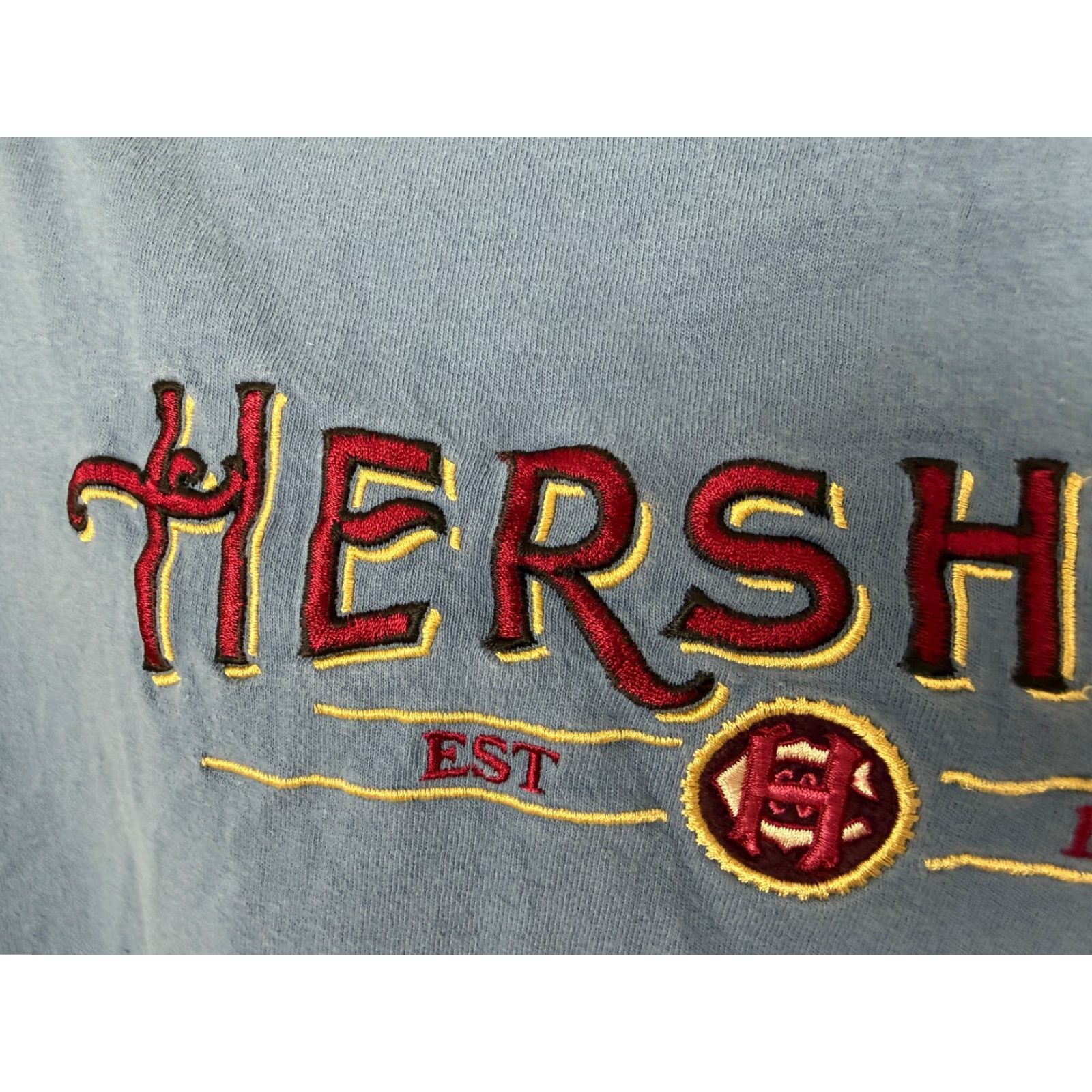 Gildan Vintage Hershey's Shirt 2XL Embroidered Gildan T-Shirt Men Blue 2000s Hershey's Outdoor Cotton Jersey Crew Neck Short Sleeve Size US XXL / EU 58 / 5 - 3 Thumbnail