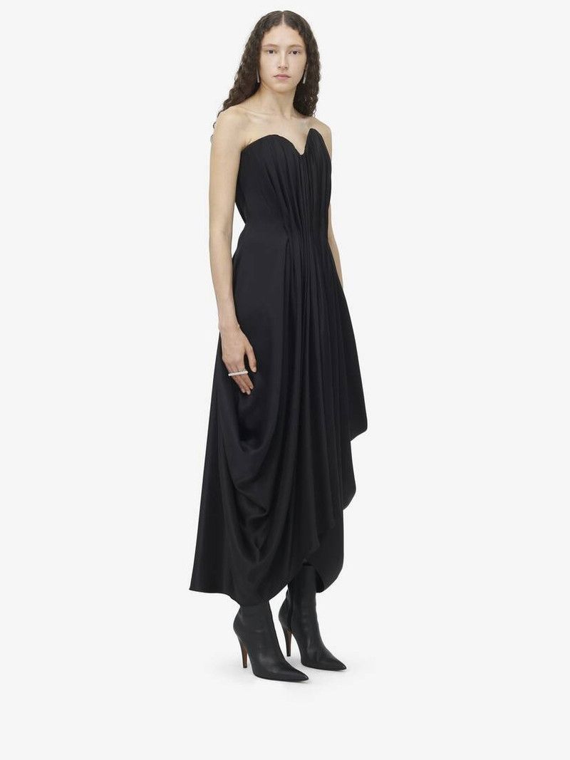 Alexander McQueen o1srvl11e0326 Draped Evening Dress in Black Size L / US 10 / IT 46 - 2 Thumbnail