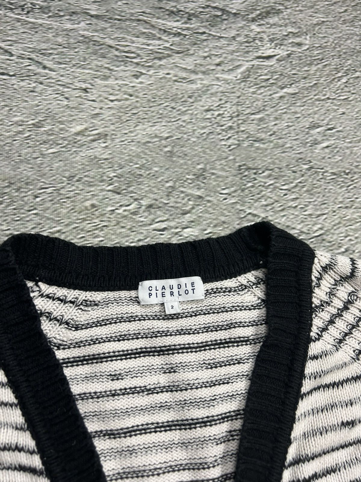 Other Claudie Pierlot cardigan sweater white black striped Size M / US 6-8 / IT 42-44 - 2 Thumbnail