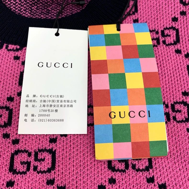 Gucci Gucci Double G full print wool mixed cotton pink round-neck Size US S / EU 44-46 / 1 - 7 Thumbnail