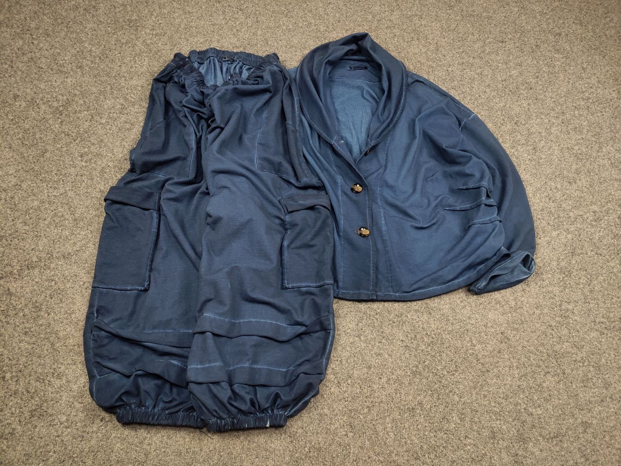 Japanese Brand La Bass Germany Design Blue Cargo Baggy Suit Pants Jacket Size L / US 10 / IT 46 - 2 Thumbnail