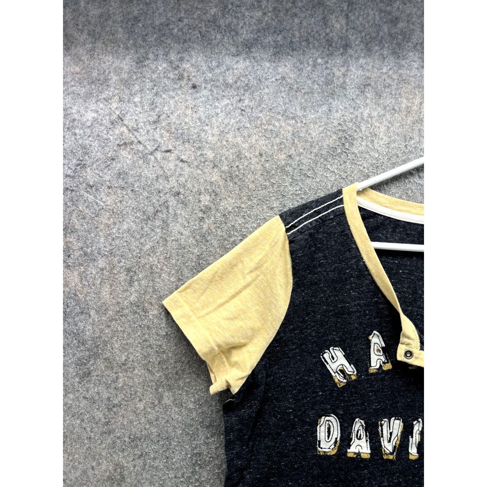Harley Davidson Harley-Davidson Shirt Womens Medium Gray Yellow Ringer Henley Short Sleeve Top Size M / US 6-8 / IT 42-44 - 7 Thumbnail