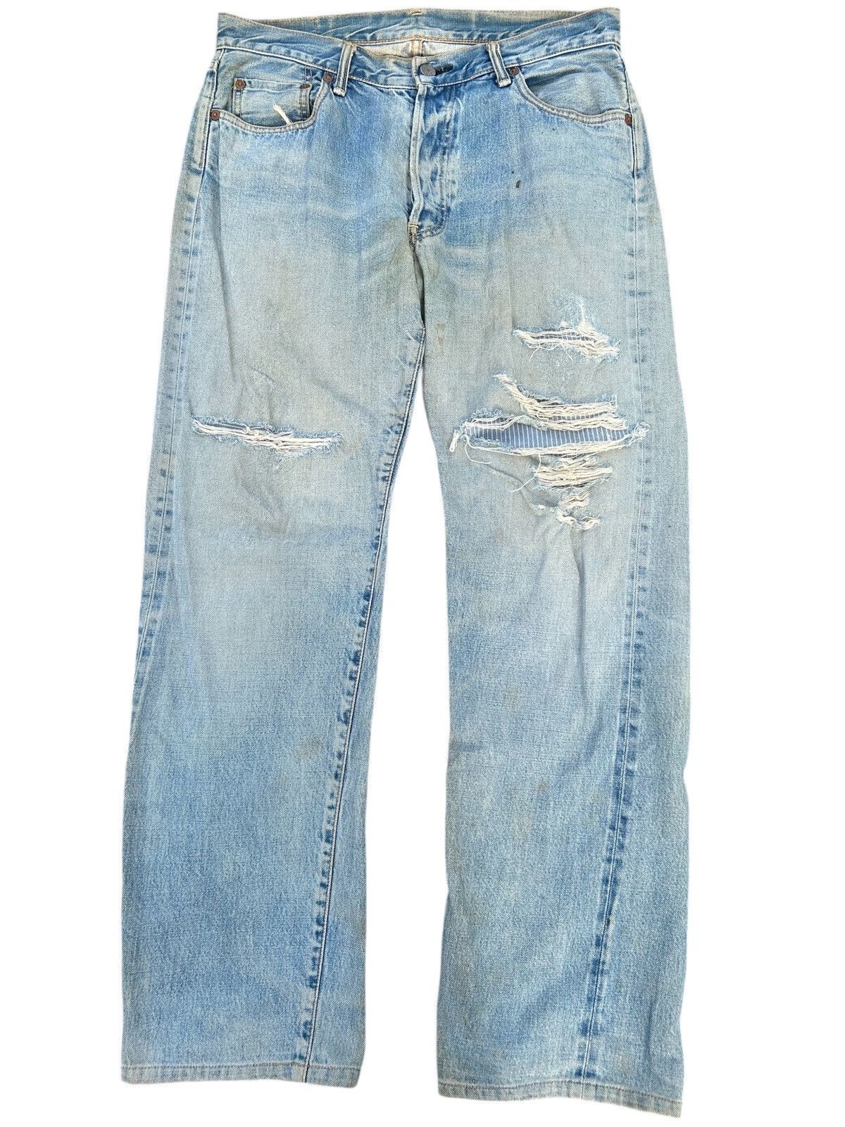Japanese Brand × Kapital × Vintage Vintage Sewing Chop Selvedge Distressed Grunge Punk Denim Size US 33 - 1 Thumbnail