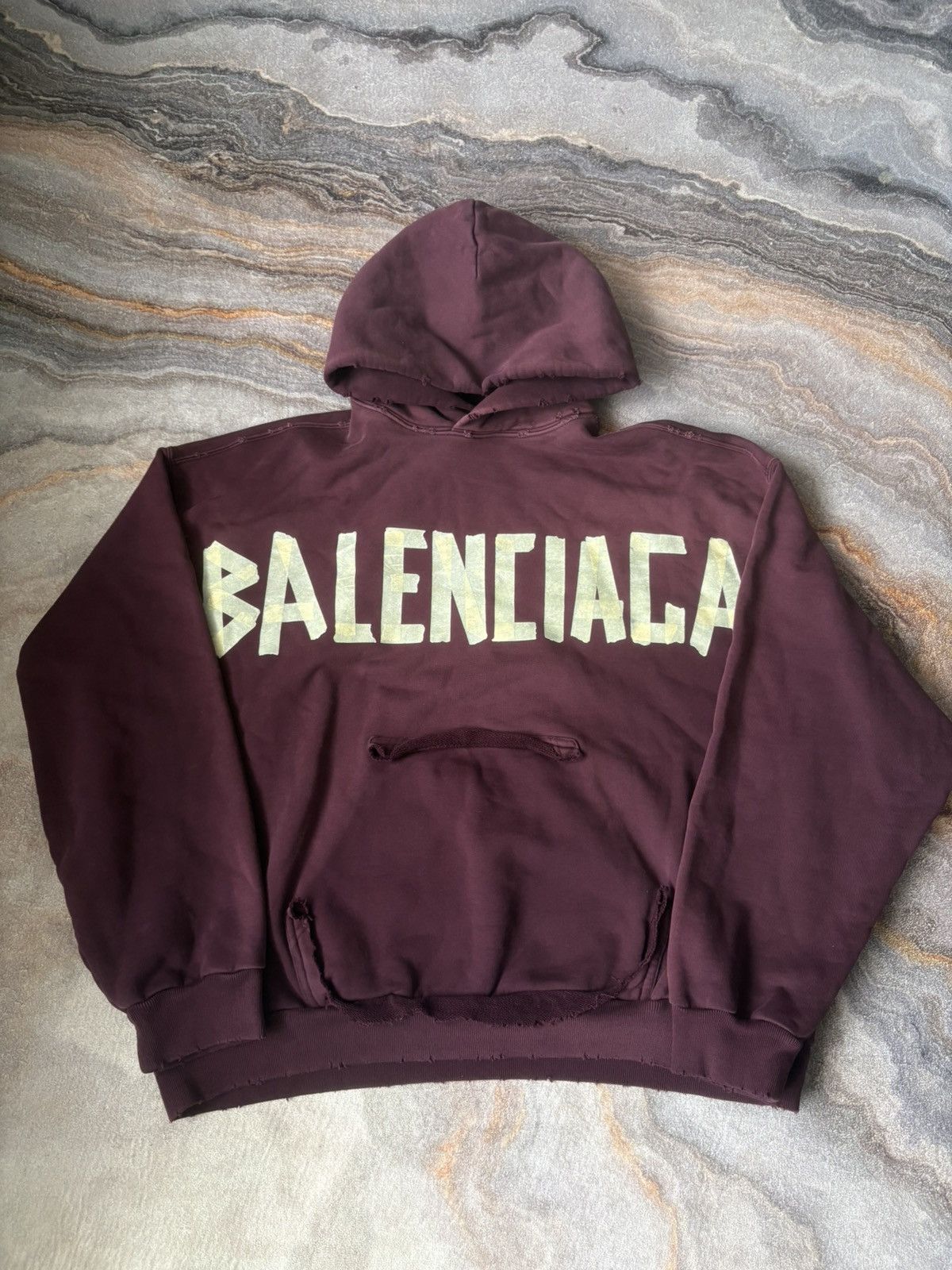 Balenciaga Balenciaga Tape hoodie Maroon Size US S / EU 44-46 / 1 - 1 Thumbnail