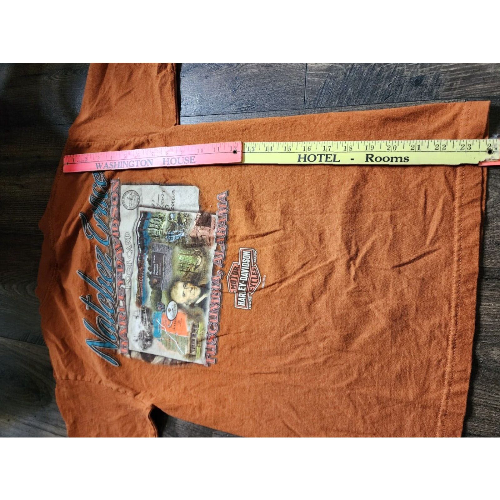 Harley Davidson Harley-Davidson T-Shirt Mens Orange Double Sided Natchez Trace Short Sleeve Size US S / EU 44-46 / 1 - 3 Thumbnail